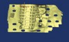 Fig 5. A 3D printed scaffold was designed using CAD software to fit a peri-osseous defect in a human patient. The scaffold consisted of a region with channels designed to support oriented PDL tissue formation and a region for the regeneration of osseous tissue. Fig 3: baseline; 
Fig 4: defect model; Fig 5 through Fig 7: internal, tilted, and side views of scaffold, respectively; Fig 8 through Fig 10: coronal, middle, and apical 
angles, respectively; Fig 11: cross-section diagram; Fig 12: labial scan image. (Images reprinted with permission from Rasperini G, Pilipchuk SP, Flanagan CL, et al. J Dent Res. 2015;94[9 suppl]:153S-157S.)