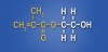 HEMA monomer consisting of a methacrylate group on one end (gold) and a hydroxyl (-OH) group capable of hydrogen bonding on the other.