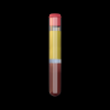Fig 1. Layers resulting after centrifugation of tube containing patient’s drawn blood: yellow portion = plasma and platelets (~55%); white portion = buffy coat (white blood cells) (~4%); red portion = red blood cells (~41%).