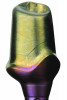 Fig 7. Abutment with the subgingival component anodized pink and the coronal portion anodized gold, demonstrating the ability to achieve more than one color on the abutment as needed.